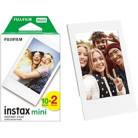 Resim Fujifilm Instax Mini 12 Makine Uyumlu 20'li Film ve Beyaz Fotoğraf Çerçevesi 