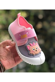 Resim Pandalina Çocuk panduf KETEN Kreş ev okul ayakkabısı Yumuşak Kaydırmaz Taban cırt cırtlı kreş ayakkabısı 
