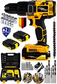 Resim Lieber German Teknoloji 12v 1.5ah Metal Şanzıman Çift Akülü Bakır Sargı 27 Parça Şarjlı Matkap Akülü Vidalama 