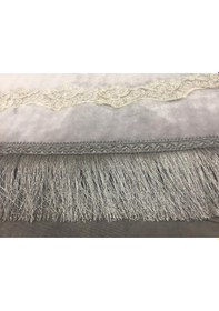 Resim Exclusive Oval Gri 3'lü Dantelli Ve Saçaklı Banyo Paspası Püsküll Gri 