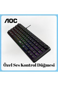 Resim Aoc GK320 Mekanik Oyuncu Klavyesi - Rainbow Aydınlatma, 66 Tuşlu, Kompakt Tasarım, Ses Kontrol Knob 