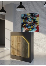 Resim Resital Ledli Karşılama Bankosu G-90 Cm Ofis Kasa Resepsiyon Masası Banko-002-4-2 