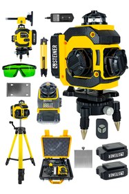Resim STEİNER 16 Köşe Çift Akülü Yeşil Çizgi Lazer Hizalama 360° Dijital Otomatik Hizalama + Tripod 