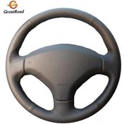 Resim Yaozixa El Yapımı Gri İpi Siyah Pu Deri Direksiyon Kılıfı Peugeot 308 2007-2013 408 2012-2014 