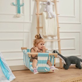 Resim Ahşap Bebek Salıncağı – Turkuaz 