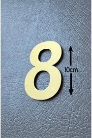 Resim SE-Dizayn Kapı Numarası 10 CM No. 8 Daire Masa Dolap Numarası Fırcalı GOLD Kendinden Yapışkanlı 