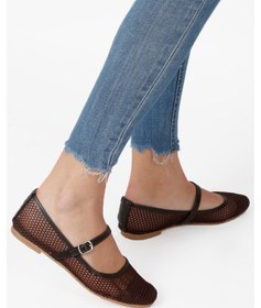 Resim Kahve Kadın Yazlık Fileli Günlük Şık Babet 