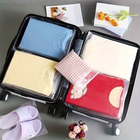 Resim 10 şeffaf plastik çanta, çift katmanlı kalınlık 0.065mm, yüksek kaliteli seyahat ve açık hava depolama çantaları, giysi, kıyafet, tişört, pantolon, ayakkabı, iç çamaşırı, çorap, yorgan paketleme ve depolama çantaları, su geçirmez ve leke tutmaz, yeniden kullanılabilir 