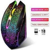 Resim Besthome1 Hxsj T34 Siyah Kablosuz Çift Modlu Fare Renkli Işık Sessiz Düğme Type C Şarj Pc Masaüstü T34 