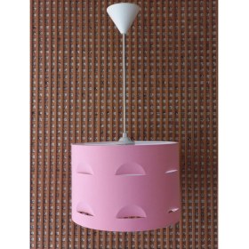 Resim Onay Pembe Motifli 2.li Set M-774 Kumaş Kaplama Yatak Odası Genç ve Çocuk Odası Avize ve Abajur Takımı 