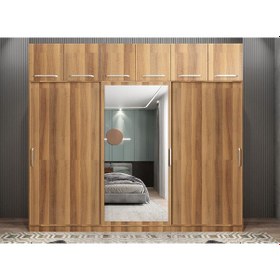 Resim Runa Sürgü Kapaklı Gardırop Yüklüklü Ceviz 180cm 