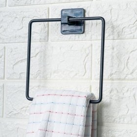 Resim SANEC® Kendiliğinden Yapışkanlı Siyah Paslanmaz Metal Kare Havluluk 