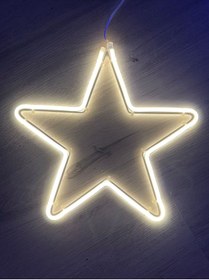 Resim OKYANUSAYD 220 VOLT DIŞ MEKANA UYGUN 30X30 CM ÖLÇÜSÜNDE GÜNIŞIĞI RENK ÇİFT TARAFLI YILDIZ DEKOR NEON LED IŞIK 