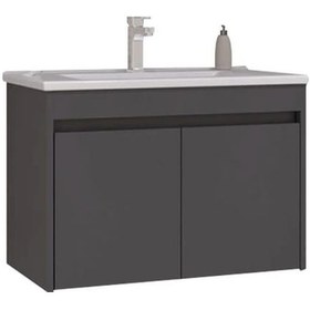 Resim Orka Side 65 Cm Kapaklı Antrasit Banyo Dolabı Alt Modül Lavabo Çok Renkli 