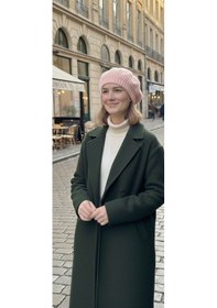 Resim Ressam Model Simli Triko Dokuma Kadın Kışlık Bere Pudra 