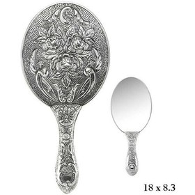 Resim 925 Ayar Gümüş Gül Motifli El Aynası 