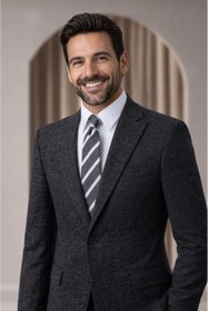 Resim MODA DİNA Siyah Karyağdı Kumaş Italyan Stil Slim Fit Klasik Erkek Blazer Ceket 