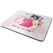 Resim WuW Mutlu Kedi Ailesi Dikdörtgen Kaymaz Taban Mouse Pad 