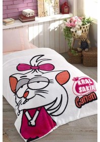 Resim Hobby Kral Şakir - Canan Tek Kişilik Lisanslı Battaniye-Beyaz-155X220 