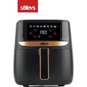 Resim Stilevs Sağlıklı Pişirme Airfryer, Siyah & Bakır Renk, Hızlı ve Pratik Kullanım 