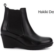 Resim Gönderi R Siyah Fermuarlı Dolgu Topuklu Hakiki Deri Chelsea Bot Siyah 