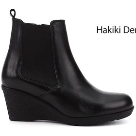 Resim Gönderi R Siyah Fermuarlı Dolgu Topuklu Hakiki Deri Chelsea Bot Siyah 