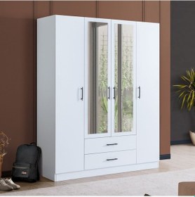 Resim Gardırop, Blesk Hera 4 Kapaklı, Aynalı Çekmeceli Dolap Çok Renkli 