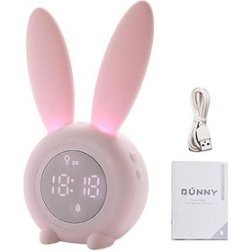 Resim Set Çocuk Çalar Saati Kısılabilir Aydınlatmalı Sevimli Tavşan Tasarımlı Şarj Edilebilir Çalar Saat Diğer 