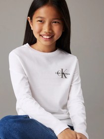 Resim Calvin Klein CHEST MONOLOGO LS Beyaz Çocuk Sweatshirt 