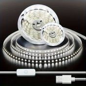 Resim Zeki ve kolay kurulumlu USB beyaz LED şerit - açma/kapama düğmeli, çok fonksiyonlu, kesilebilir, TV arka aydınlatması, yatak odası dekoru, masa aksesuarları, kamp, parti ışıkları ve doğum günü hediyeleri için ideal 