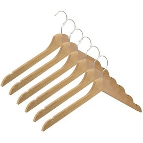 Resim Nyn Ahşap Elbise Gömlek Askısı Naturel Renk 6 Adet Ahşap 