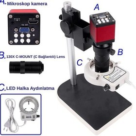 Resim 13mp Hd 60fps 130x Endüstriyel Mikroskop Kamera Seti Hdmı/vga 