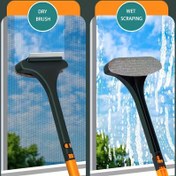 Resim 2'si 1 arada Çift Taraflı Pencere Ekran Temizleme Fırçası ve Cam Sileceği, Kazıyıcı ile, Uzun Saplı, Kuru ve Islak için Çift Kullanım, Ev Temizlik Aracı, Noel ve Sevgililer Günü için İdeal, Pencere Temizleme Fırçası, Temizlik Malzemeleri 