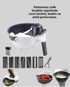 Resim Döner Mekanizmalı Sebze Doğrayıcı Hazneli Rende Beyaz 