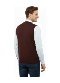 Resim Çizgi Triko Erkek V Yaka Süveter Çelik Örgü Regular Kalıp 5209h Bgl-st04843 Bordo 