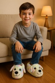 Resim Shoebuo Peluş Panduf Hayvan Figürlü Çocuk Ev Botu Yumuşak Taban Dar Kalıptır 1 numara Büyük Alınız 