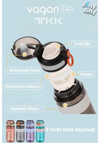 Resim Tkk 550 Ml Rahat İçim U Ağızlı Bpa İçermeyen Taşıma Kulplu Tritan Su Matarası Fftkk1016-550ml 001 