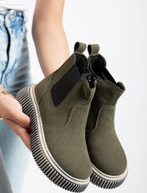 Resim Tonny Black Kalın Tırtıklı Termo Taban Fermuarlı Lastikli Çocuk Unisex Haki Süet Chelsea Bot Tbgrf005 Haki Süet 