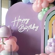 Resim Mutlu Yıllar Arka Plan Tabelası - Pastel Balonlar ve El Yazısı ile Yeniden Kullanılabilir Keçe Parti Fonu, İç/Dış Mekan Doğum Günü Dekorasyonu için Elektrik Gerektirmez 