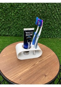 Resim Diş Fırçası Ve Diş Macunu Standı Banyo Organizer Beyaz 