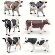 Resim Simülasyon Çiftlik Kümesi ve Hayvan Modeli, Simmental Siyah Beyaz İnek Süsü - Ranch Heykeli 