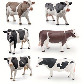 Resim Simülasyon Çiftlik Kümesi ve Hayvan Modeli, Simmental Siyah Beyaz İnek Süsü - Ranch Heykeli 