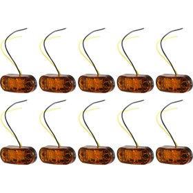 Resim Blueleskyy 10 Adet Amber 2 LED Oval Gümrükleme Römork Araba Yan Işaretleyici Kuyruk Lambası (Yurt Dışından) 