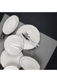 Resim Porser Fulya 18 Parça Yemek Takımı Platin Fileli 