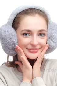Resim Trend Peluş Kulaklık Katlanır Model Soğuk Koruyucu Peluş Kalın Kışlık 2 Adet Beyaz Gri 