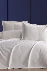 Resim Aren 3 Parça Çift Kişilik Pike Takımı 240x260 Krem Krem 