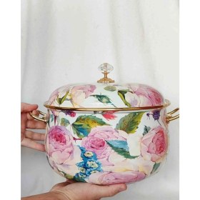 Resim Rose Emaye Lux Tencere Kazan Boy 8 Litre 28 cm Çap Süt Yoğurt Reçel Konserve Salça Tenceresi 