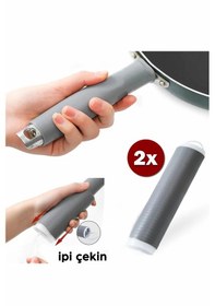 Resim Isı Yalıtımlı Tutacak Tencere Tava Tutacağı Sapı Kolay Kurulum - 2 Adet Gri 