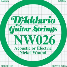 Resim D'Addario NW026 Nickel Wound Elektro ve Akustik Gitar Tek Tel (26) 