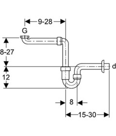 Resim Geberit 261.862.11.1 Lavabo Sifonu Yer Tasarruflu Model 1/4 D32 